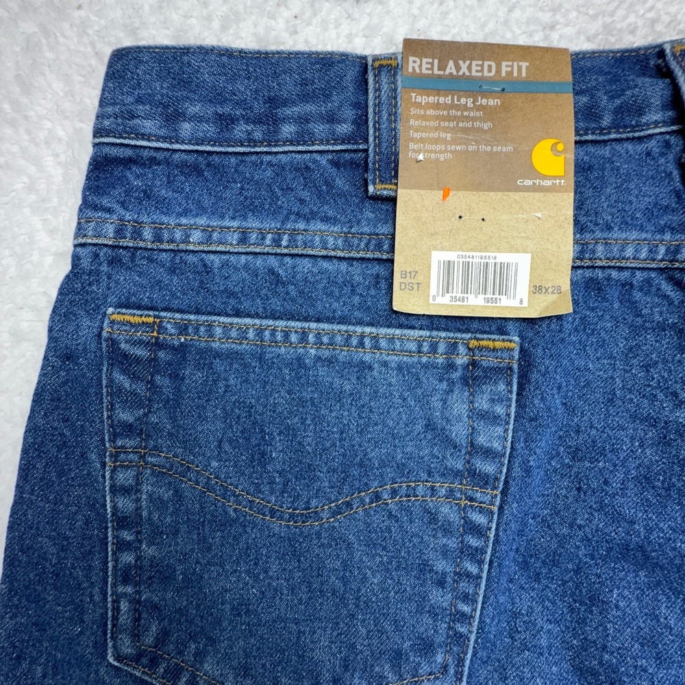 Carhartt Relaxed Fit Tapered Leg Jeans Blue Mens 38x28 B17 DST Darkstone NWT NOS